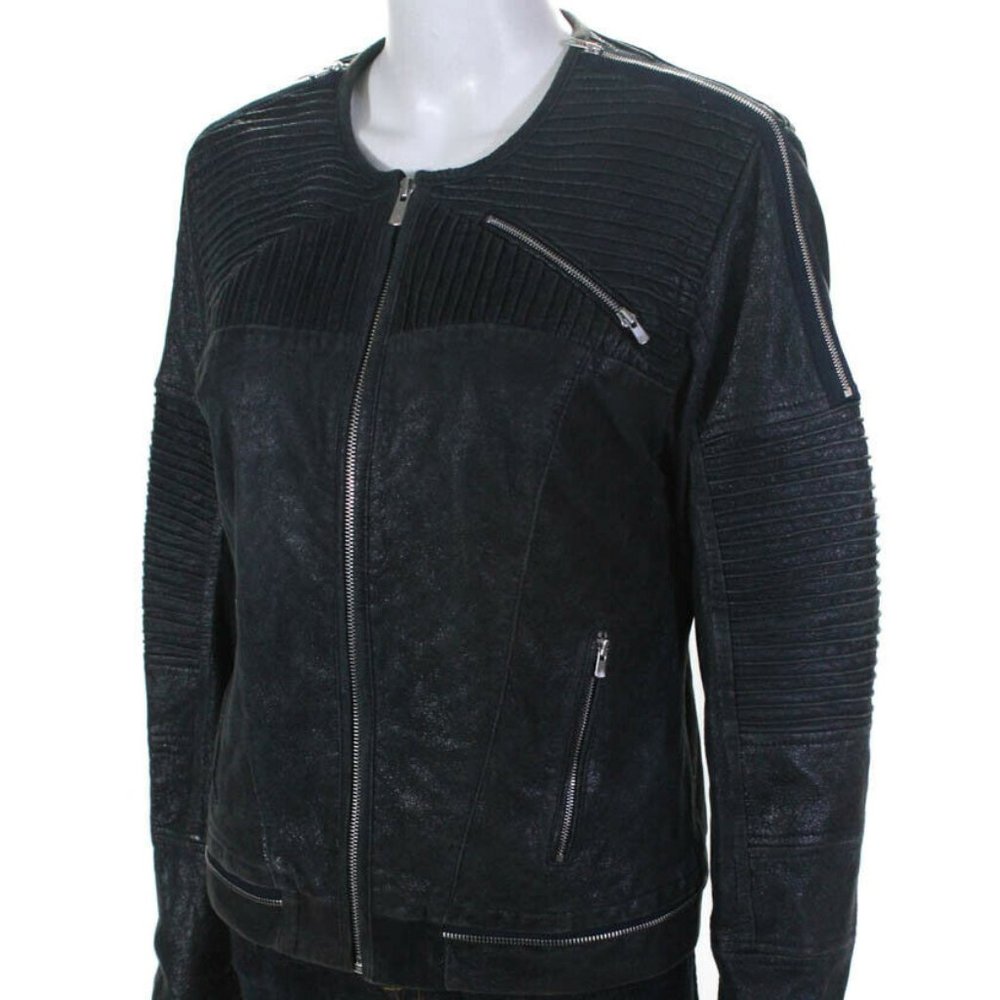 7 For All Mankind Leather Textured Jacket Large L